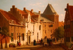Gezicht Op De Muurhuizen Bij De Dieventoren Te Amersfoort — Johan Hendrik Weissenbruch