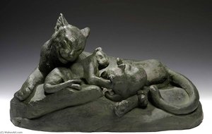 Panther And Cubs Maternal Affection — Edward Kemeys