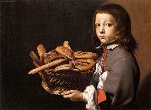 Boy With A Basket Of Bread — Evaristo Baschenis