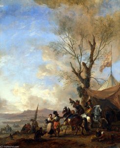 Cavalrymen Halted At A Sutler's Booth — Philips Wouwerman