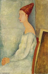 Jeanne Hebuterne Seated In Profile — Amedeo Clemente Modigliani