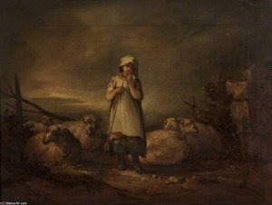 Gloucestershire Girl Keeping Sheep — Thomas Barker