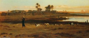 Leading The Flock Early Morning Cairo — Frederick Goodall