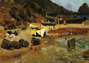 Fishing Boats At Capri — Albert Bierstadt, Hudson River School