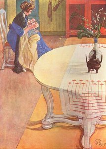 Gunlög With Her Mother — Carl Larsson