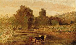 Pasture Land By Water — Théodore Rousseau (pierre Etienne Théodore Rousseau), Barbizon School