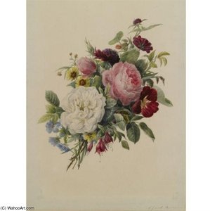 A Still Life With Roses And Other Flowers — Geraldine Jacoba Van De Sande Bakhuyzen