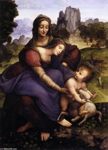 St Anne With The Virgin And The Child Embracing A Lamb — Francesco Melzi