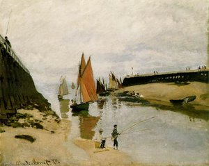 Breakwater At Trouville, Low Tide — Claude Monet