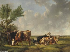 Cattle Resting In The Meadow — Albertus Verhoesen