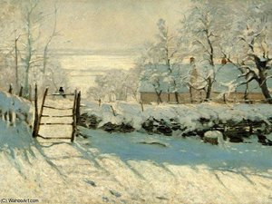 Magpie, Snow Effect, Outskirts Of Honfleur — Claude Monet