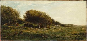 Les Graves De Villerville, Dit Aussi Paturage Avec Vue Sur La Mer — Charles-françois Daubigny, Barbizon School