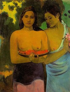 Due Donne Taitiane Con Mango Blossoms — Eugène Henri Paul Gauguin