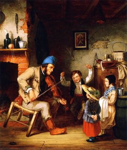 Fiddler and Boy Doing Jig
