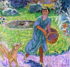Girl Playing With A Dog (vivette Terrasse) — Pierre Bonnard, Nabis Style