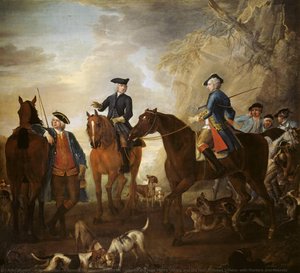 Viscount Weymouth's Hunt Mr Jackson, the Hon. Henry Villiers and the Hon. Thomas Villiers, with Hunters and Hounds