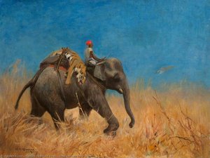 Elephant With Dead Tiger — Cuthbert Edmund Swan