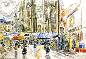 The Market, Treguier — Paul Signac
