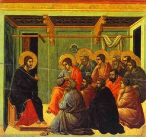 Maestó (back, Central Panel), Christ Taking Leave Of His Apostles — Duccio Di Buoninsegna, Gothic Art