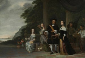Pieter Cnoll, Cornelia Van Nijenrode, Their Daughters And Two Enslaved Servants, Jacob Coeman, 1665 — Jacob Coeman