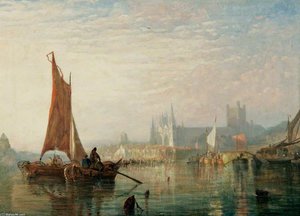 River Scene With Peterborough Cathedral In The Distance — Alfred George Stannard
