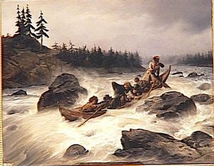 Le Duc D'orleans Descendant Le Grand Rapide De L'eijanpaikka Sur Le Fleuve Muonio (laponie)aout 1795 — Francois Auguste Biard