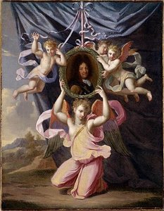 Anges Presentant Le Medaillon De Louis Xiv — Noel Nicolas Coypel