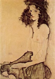 Ragazza In Nero — Egon Schiele, Expressionist Art