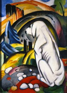 The White Dog (also Known As Dog In Front Of The World) — Franz Marc, Expressionist Landscape Painting