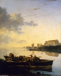 Barges On A River — Adam Pynacker, Dutch Golden Age