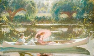 The White Canoe On The Stour At Dedham — Sir Alfred James Munnings
