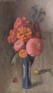 Still Life With Dahlias And Chrysanthemums — Mark Gertler