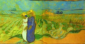 Two Women Crossing The Fields — Vincent Willem Van Gogh, Post-impressionism