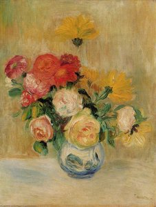 Vase Of Roses And Dahlias — Pierre-auguste Renoir, Impressionist Painting