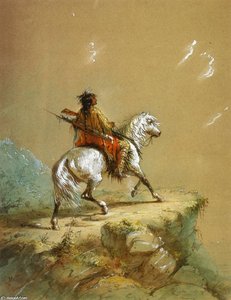 Crow Indian On The Lookout — Alfred Jacob Miller