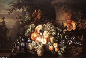 Fruit-piece With Stone Vase — Jakab Bogdány
