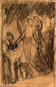 Study Of A Figure Kneeling Before And Angel — George Romney, Neoclassicism