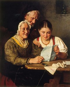 A Letter From America — Berthold Woltze, Realism