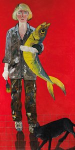 Self-portrait With Fish And Cat — Joan Brown