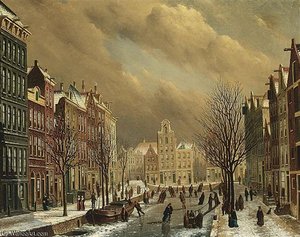 A View Of The Brouwersgracht In Amsterdam On A Winter Day — Oene Romkes De Jongh