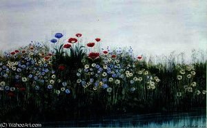 Poppies By A Stream — Andrew Nicholl