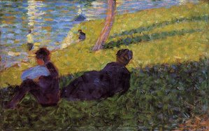 Seated Man, Reclining Woman — Georges Seurat