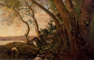 Nemi, The Lake's Edge — Jean-baptiste-camille Corot, Contemporary Realism