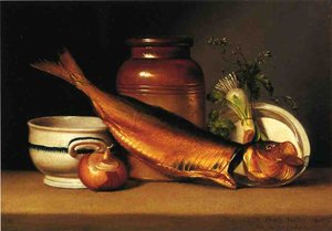 Still Liife With Dried Fish (also Known As A Herring) — Raphaelle Peale