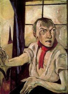 Self-portrait With Red Scarf — Max Beckmann