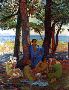 Bathers Under The Pines By The Sea — Theo Van Rysselberghe