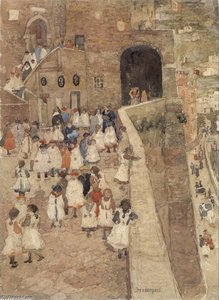 Courtyard Scene, Siena — Maurice Brazil Prendergast
