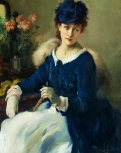 An Elegent Woman (also Known As Lady In White-blue Dress) — Fernand Toussaint, Impressionism