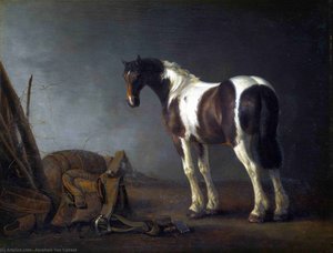 A Horse With A Saddle Beside It — Abraham Pietersz Van Calraet
