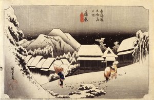 Night Snow In Kanbara, #16 — Utagawa Hiroshige